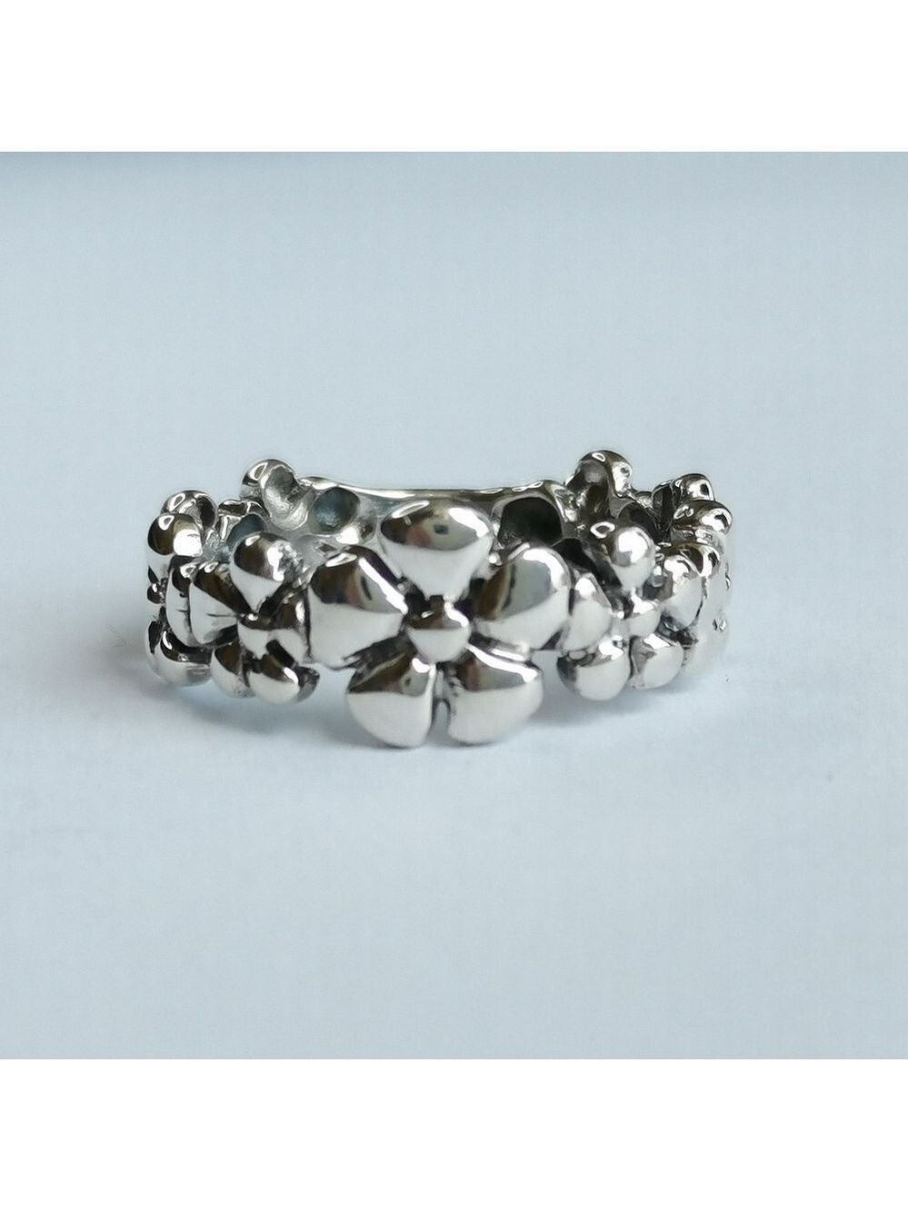 Forget Me Not Flower Ring Sterling Silver Size 8